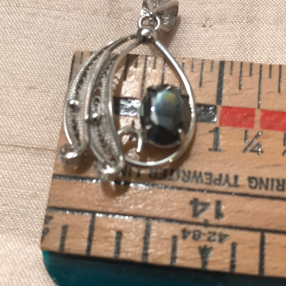 vtg Sorrento filigree Sterling hematite Pendant - Picture 7 of 7